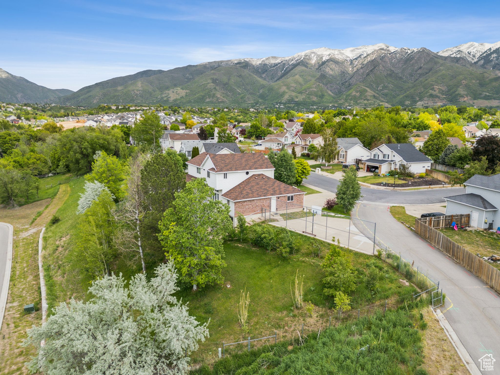 View of mountain background with nearby suburban area