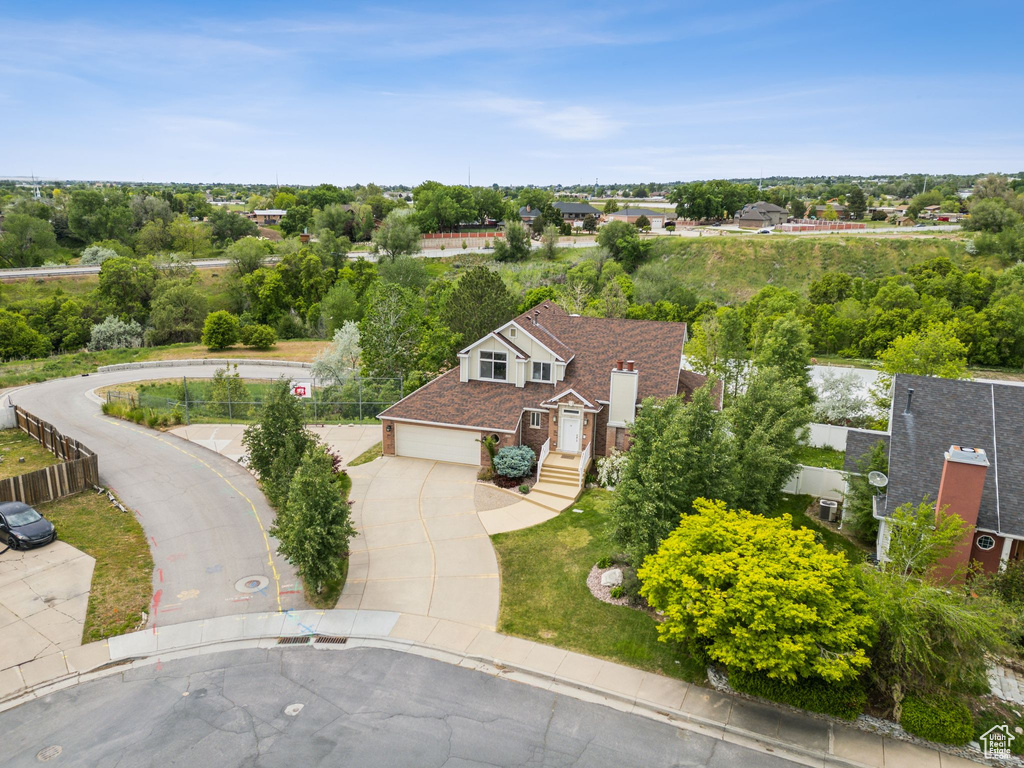 Aerial view of a tree filled landscape