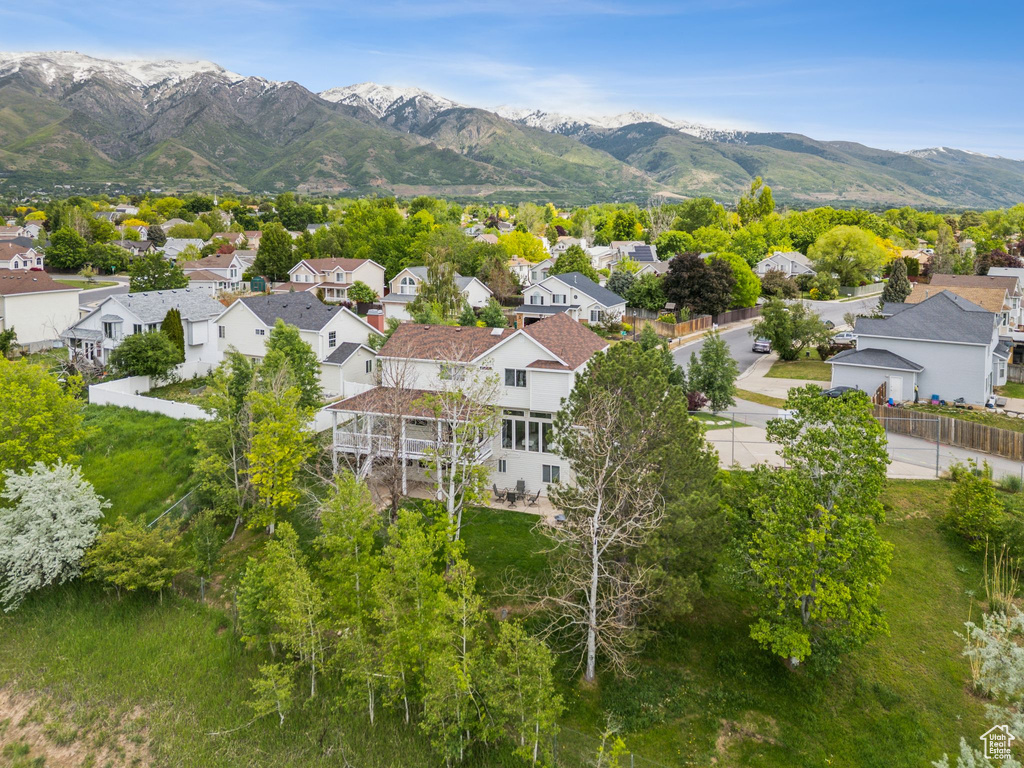 View of mountain background with nearby suburban area