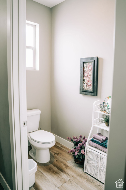 Bathroom with wood finished floors and toilet