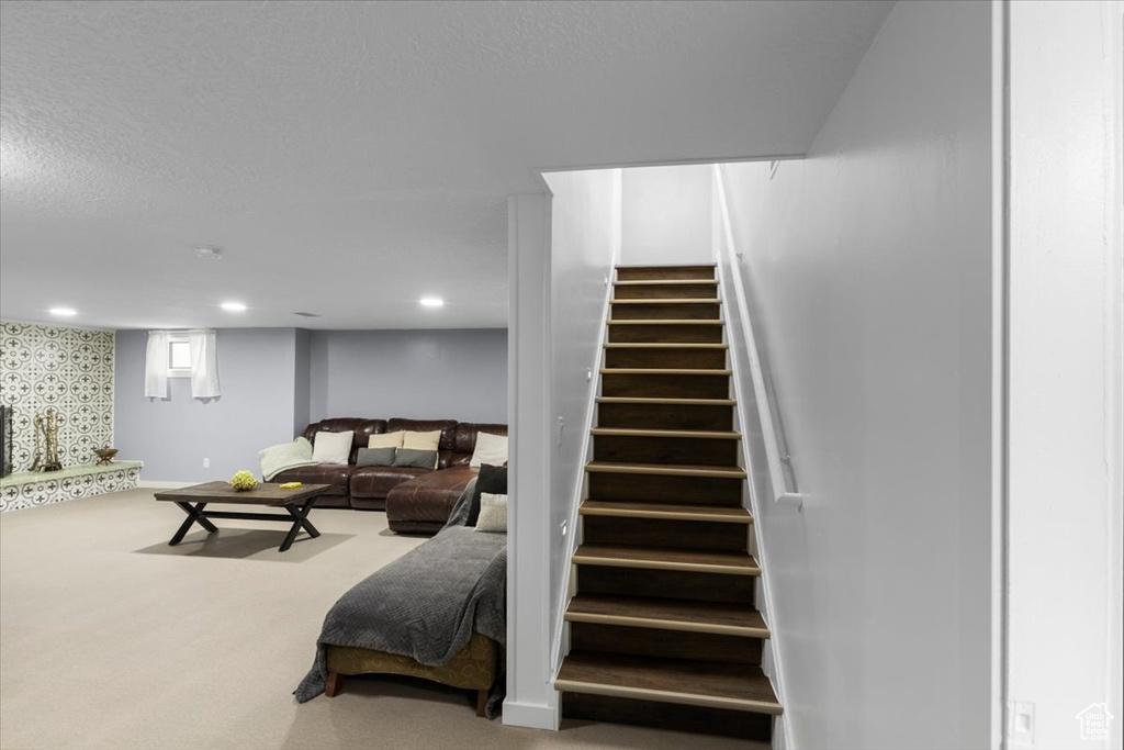 Stairway with carpet floors