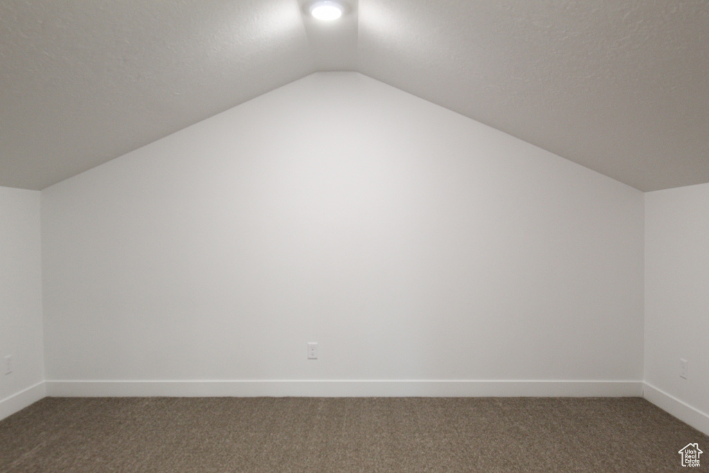 Additional living space with carpet flooring, lofted ceiling, and baseboards