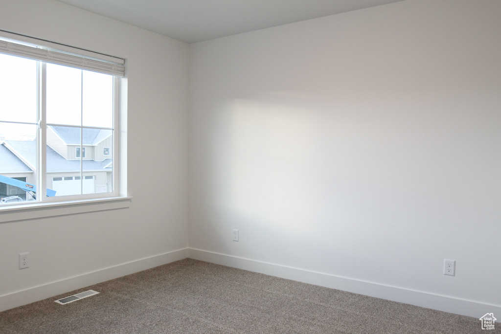 Carpeted empty room with healthy amount of natural light and baseboards