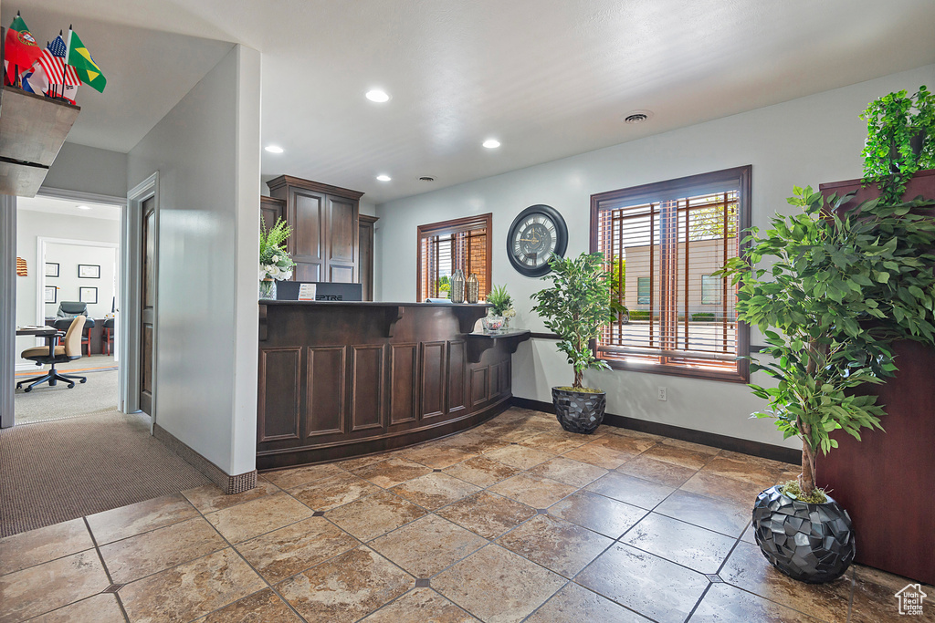 Welcome area featuring recessed lighting