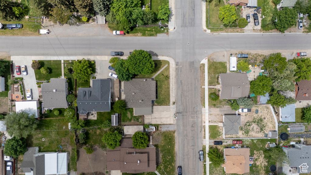 Aerial overview of property's location with nearby suburban area