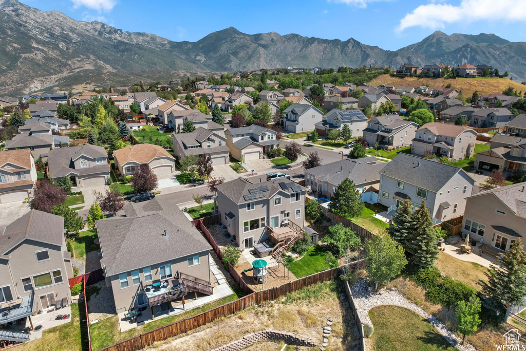 Aerial perspective of suburban area featuring mountains