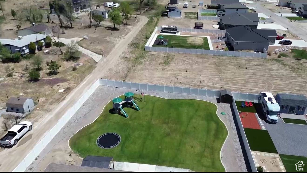 Aerial perspective of suburban area