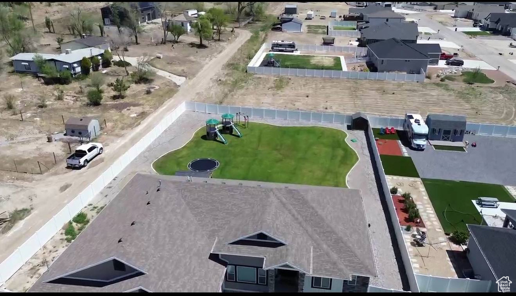 Aerial perspective of suburban area