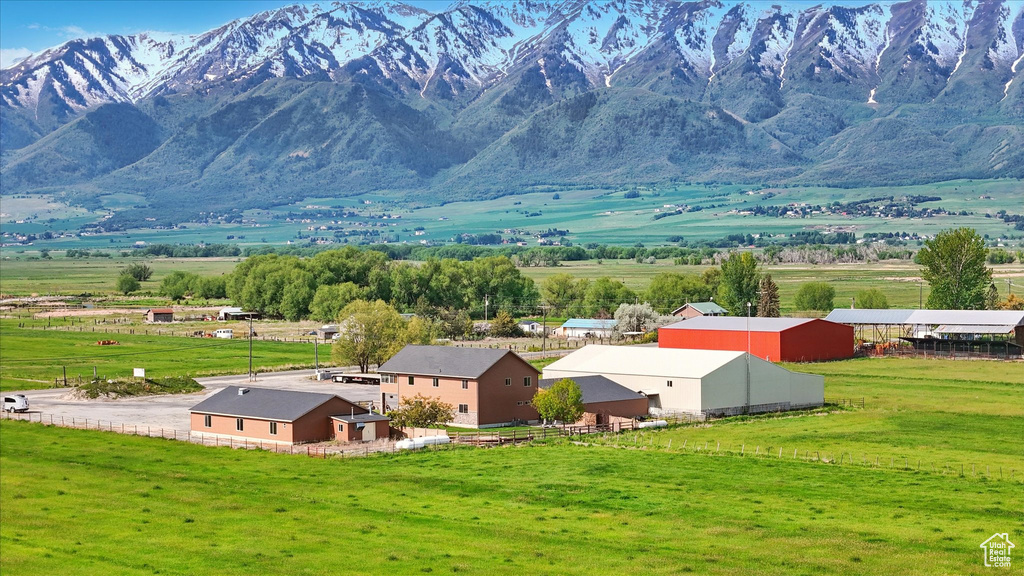 Mountain view with rural landscape