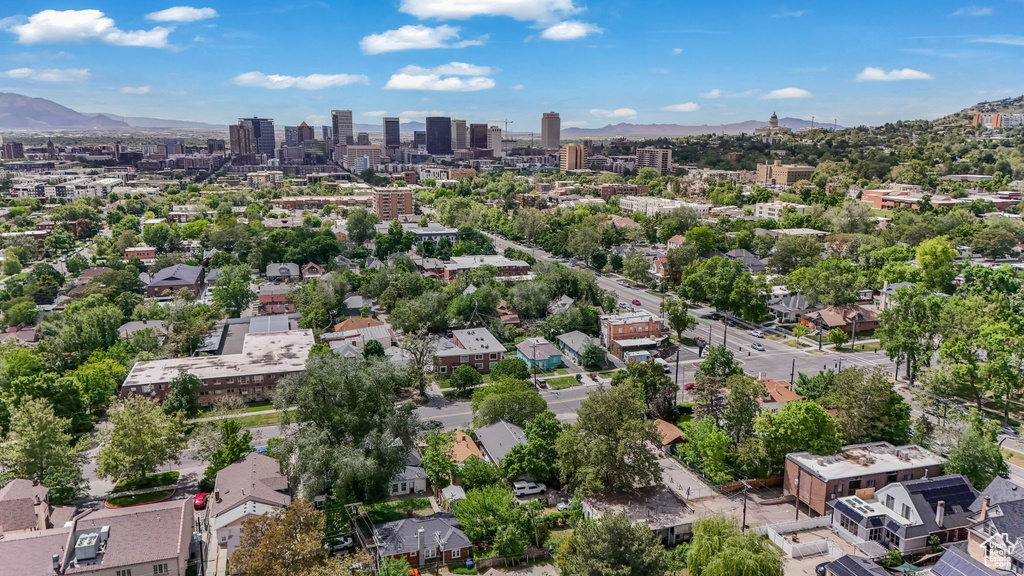 View of urban area featuring a mountain backdrop
