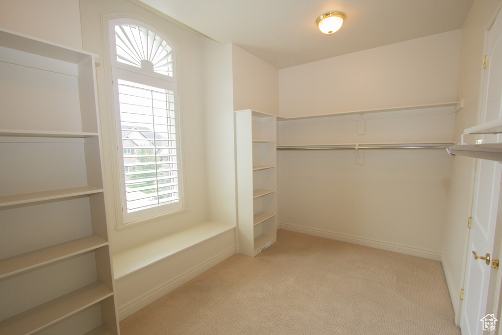 Walk in closet with carpet
