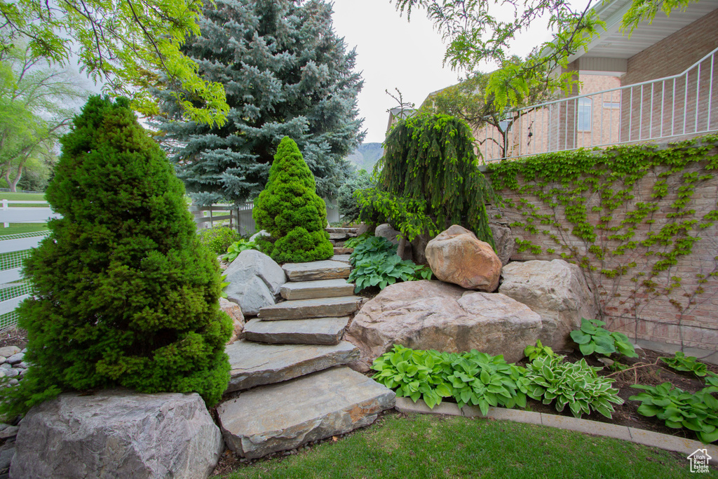 View of yard with fence