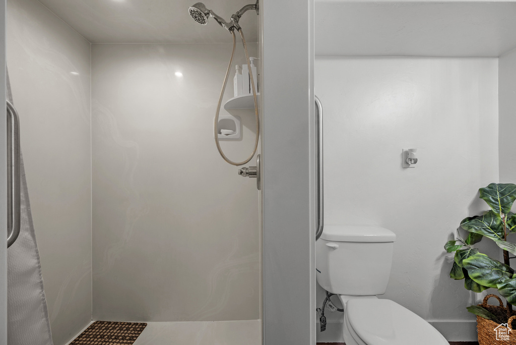 Full bathroom with a shower and toilet