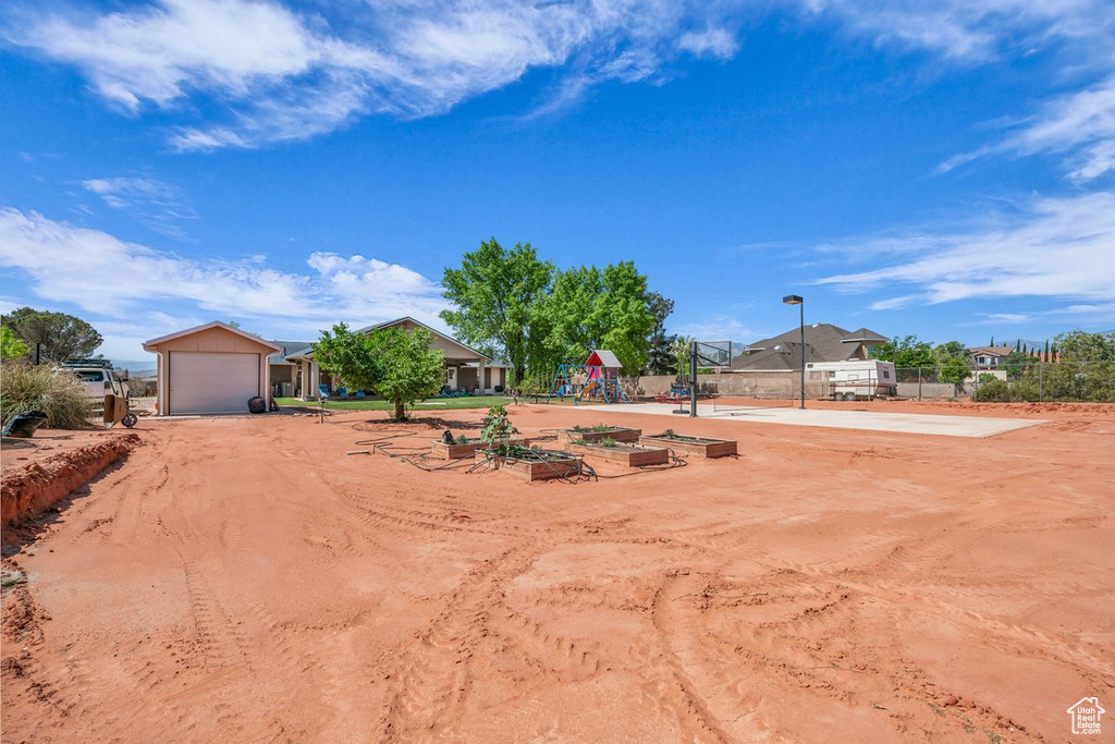 View of yard with fence
