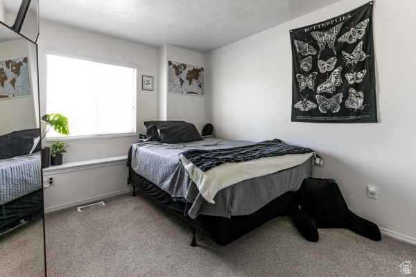 Carpeted bedroom with baseboards