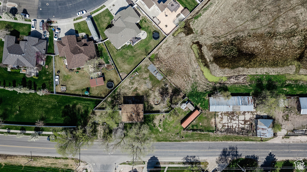 Aerial perspective of suburban area