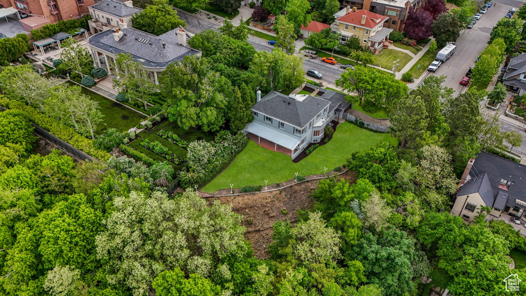 Aerial perspective of suburban area