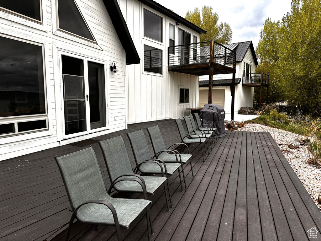 Wooden terrace with grilling area