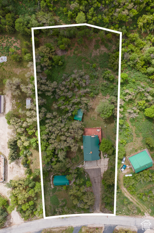 Aerial view of property\'s location featuring property boundaries highlighted