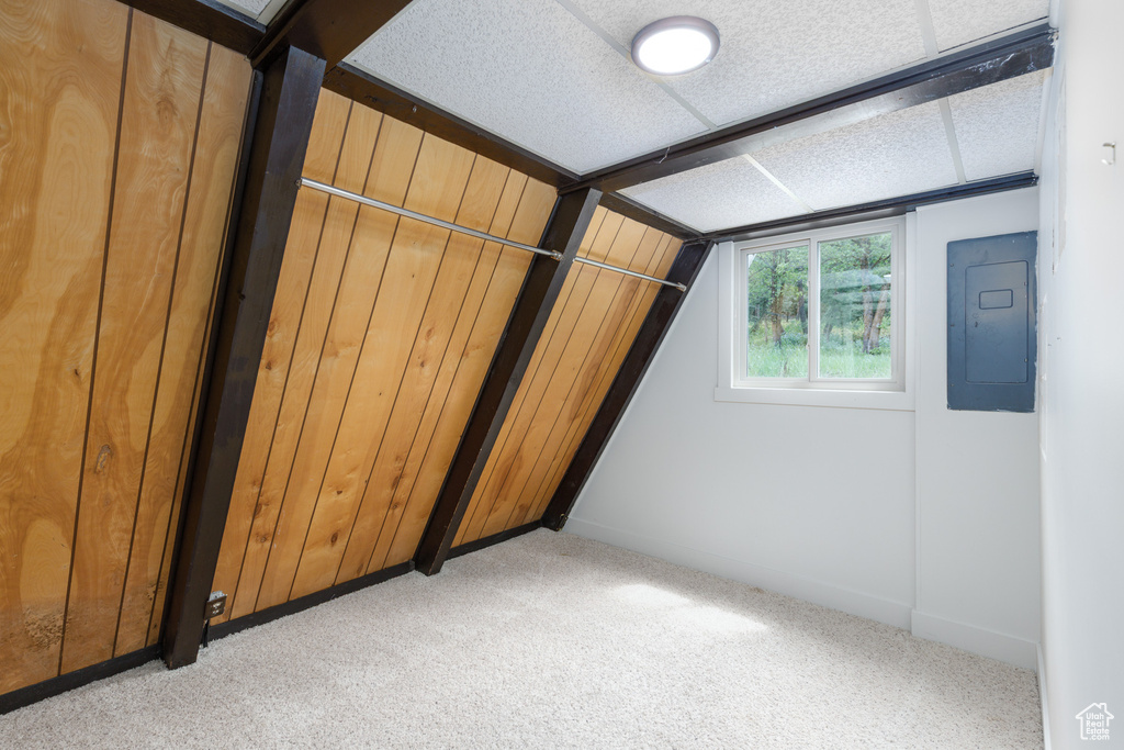 Storage room featuring electric panel