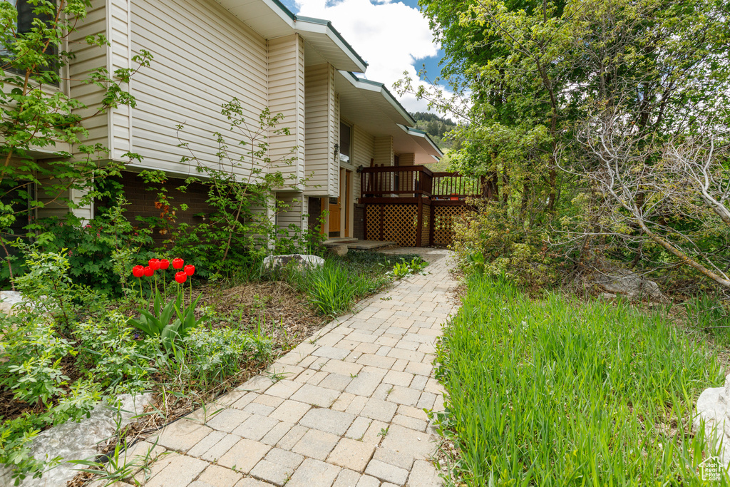 View of yard featuring a deck