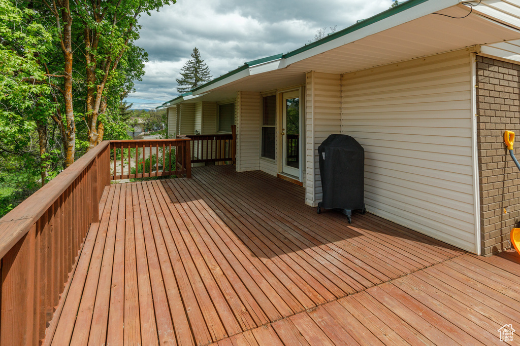 Wooden deck with area for grilling