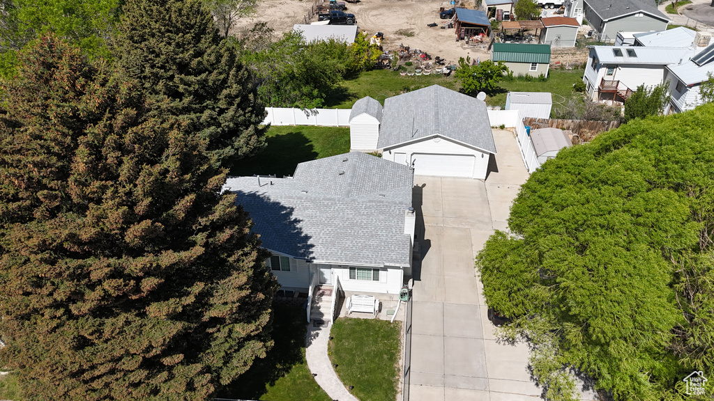 Aerial perspective of suburban area