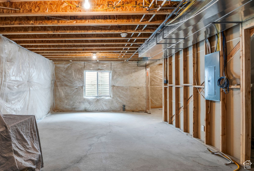 Below grade area featuring electric panel