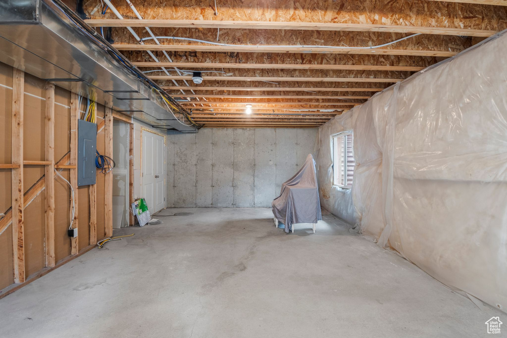 Below grade area with electric panel