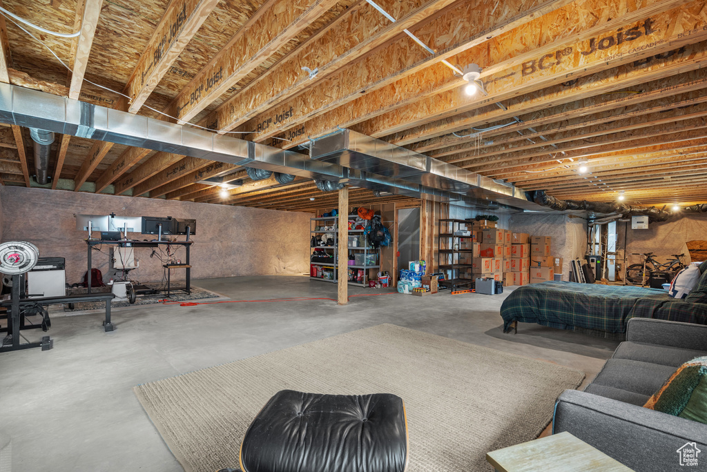 View of unfinished basement