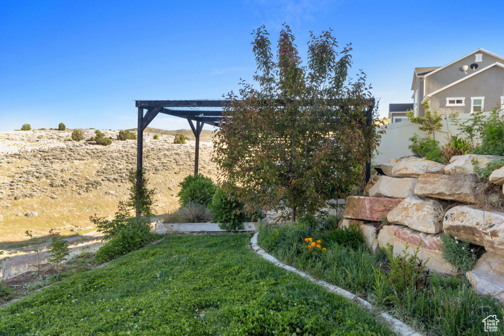 View of yard featuring a pergola