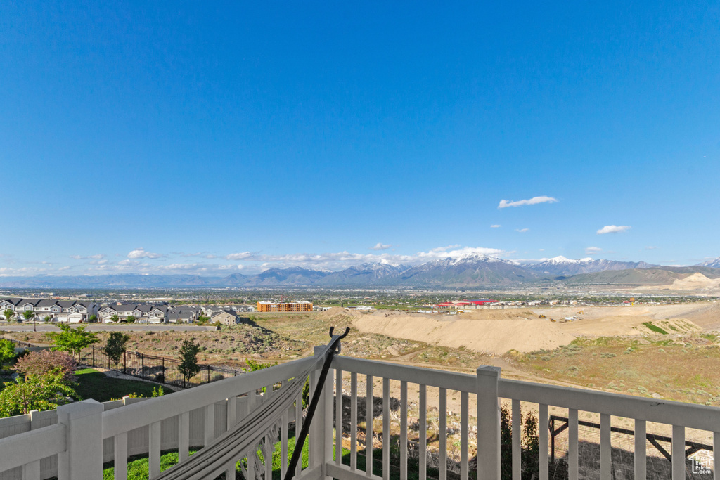 Balcony with a mountain view