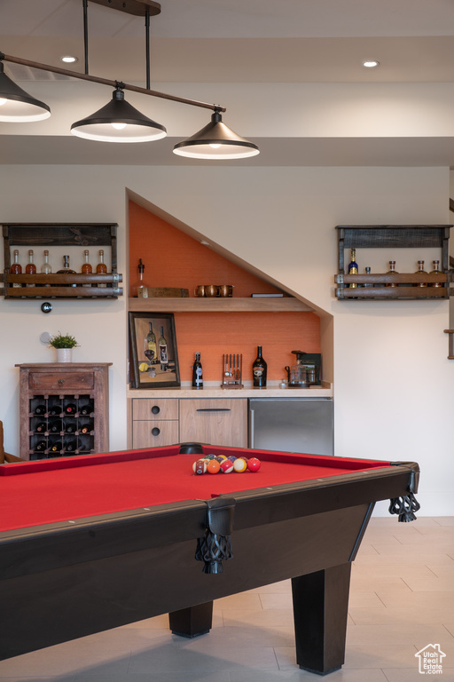 Recreation room featuring billiards and recessed lighting