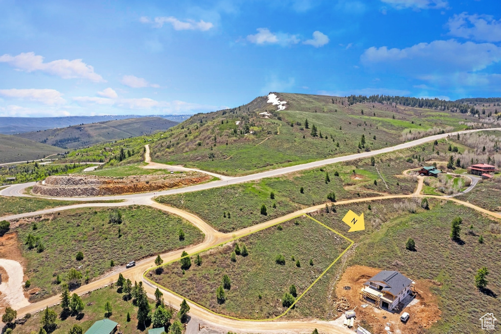Aerial view of a mountain backdrop