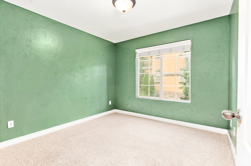 Carpeted empty room with baseboards