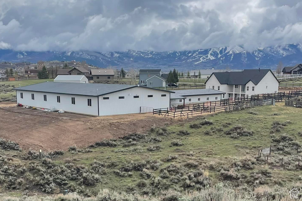 Exterior space featuring mountains