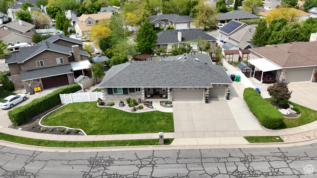 Aerial view of residential area