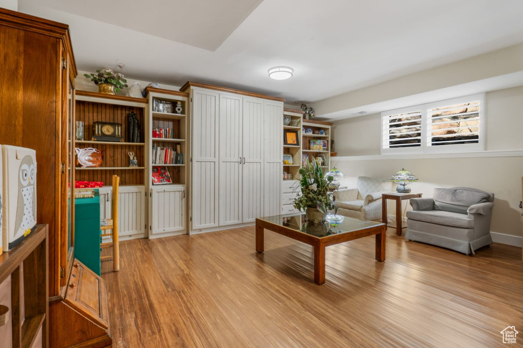 Living area featuring light wood finished floors