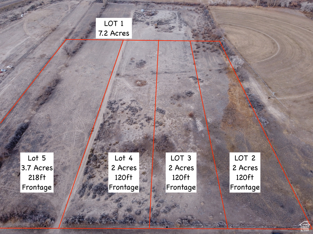 Aerial view of property's location featuring property parcel outlined