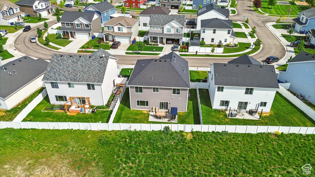 Aerial perspective of suburban area
