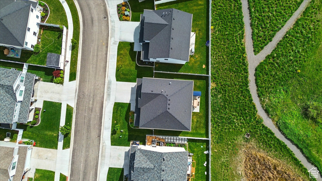 Aerial perspective of suburban area