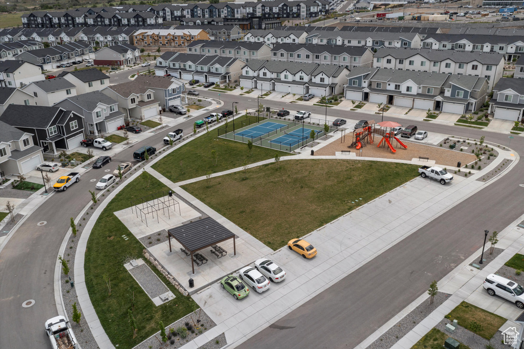 Aerial view of residential area