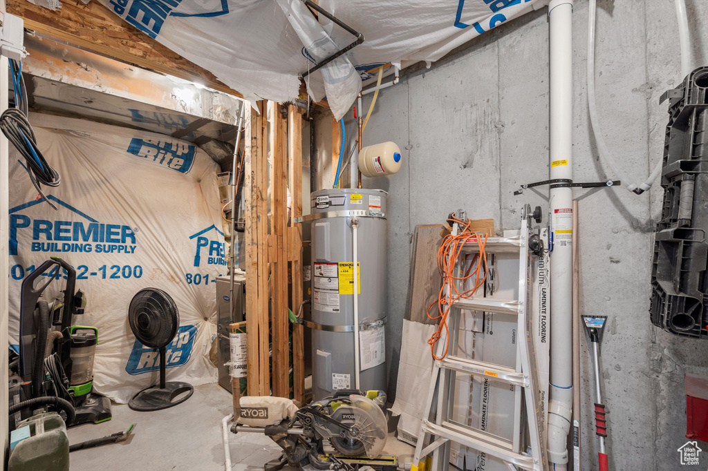Utility room with secured water heater