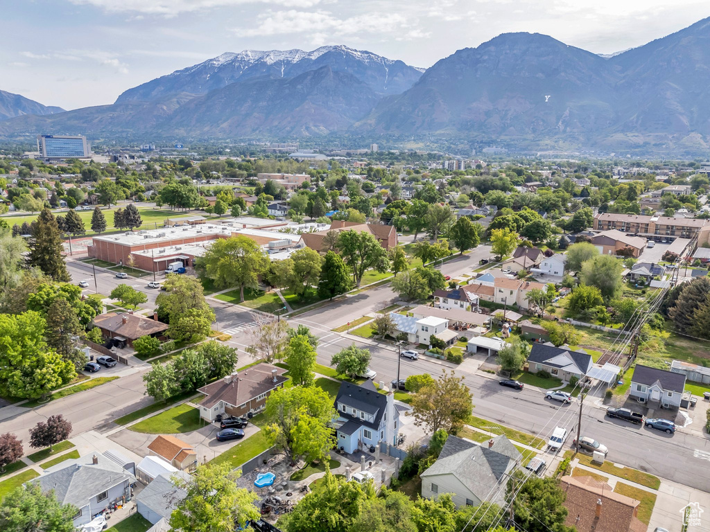 Aerial view of a mountainous background