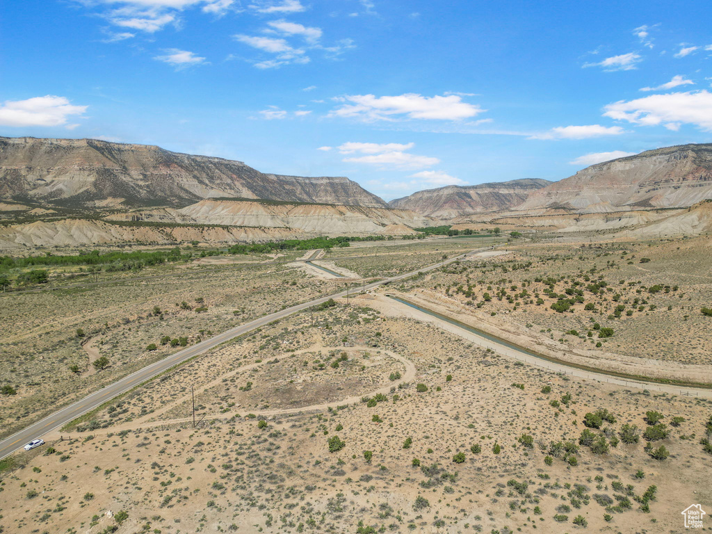 View of mountain background with a desert landscape and rural landscape