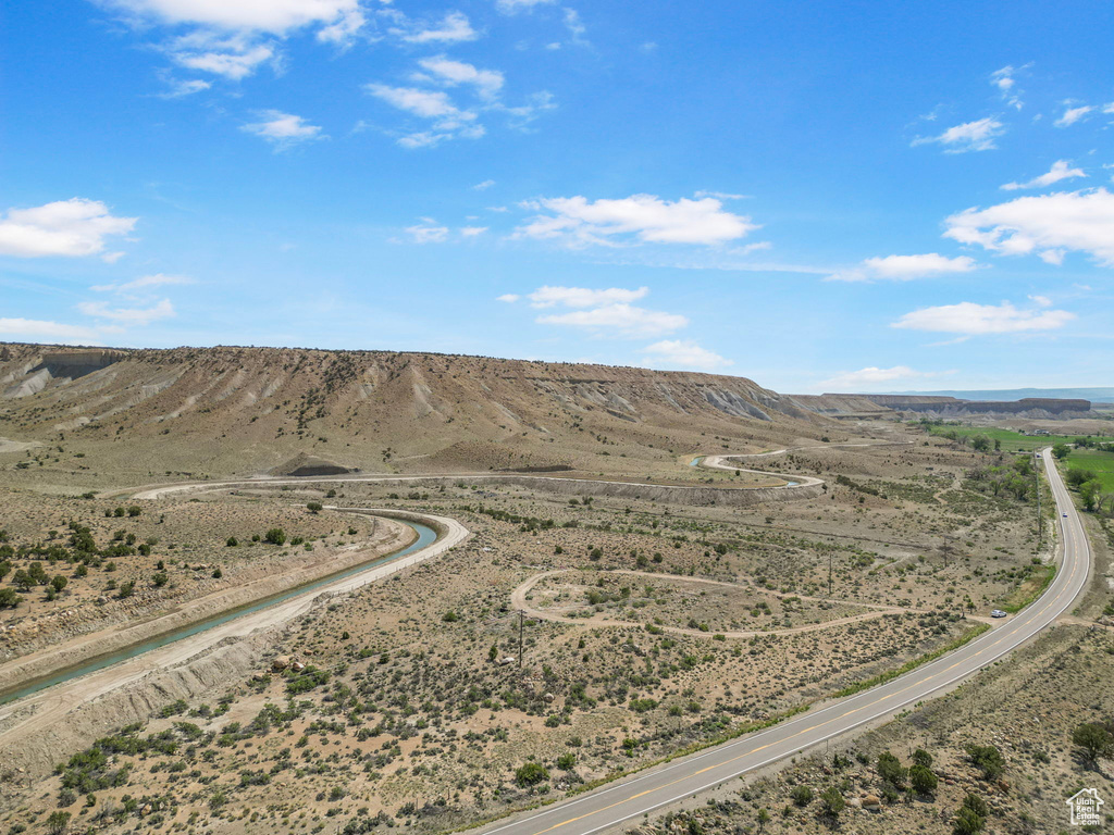 Aerial view of a mountain backdrop
