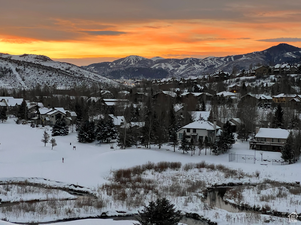 Mountain view with nearby suburban area