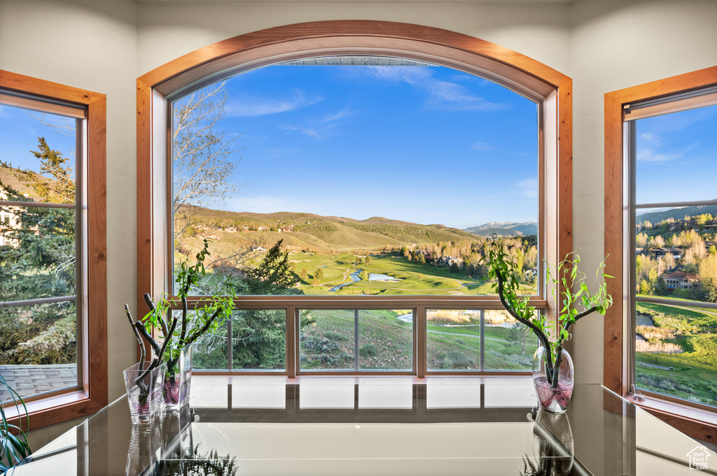 View of mountain backdrop featuring a local golf course