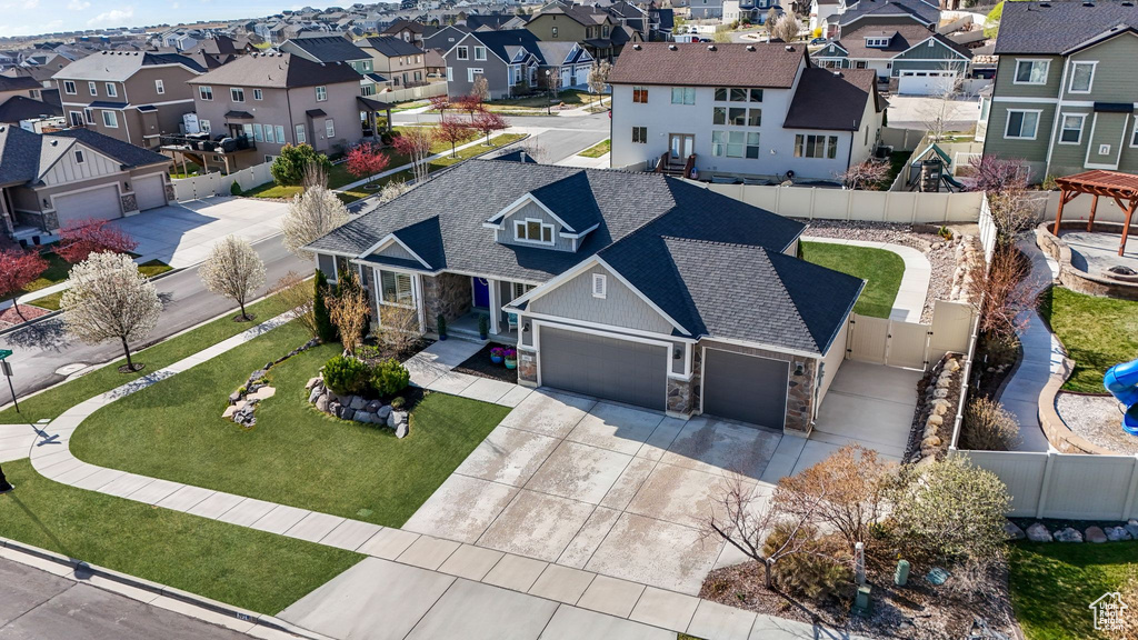 Aerial perspective of suburban area