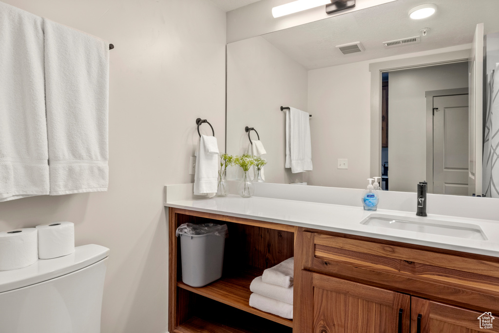 Bathroom featuring vanity and toilet